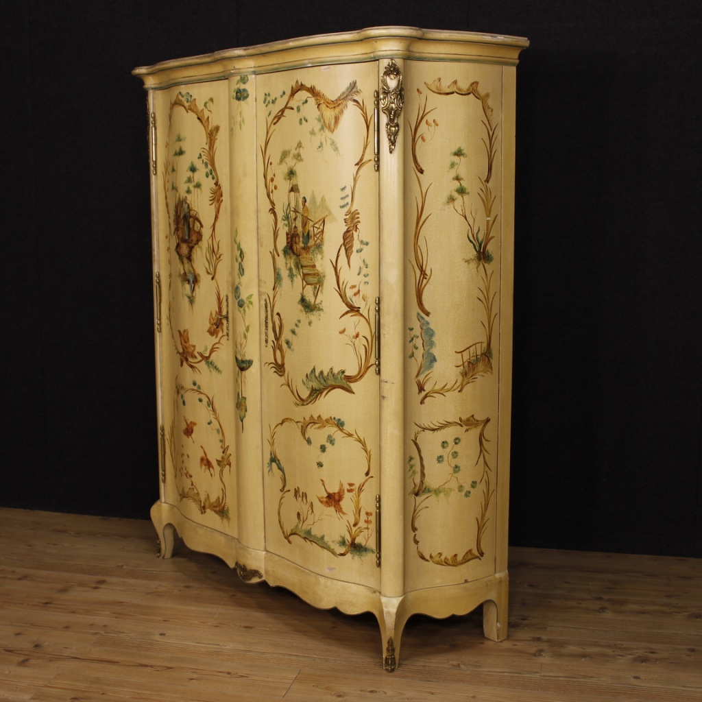 French Chinoiserie Lacquered And Painted Wardrobe For Sale