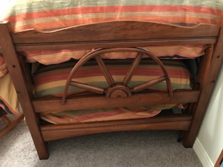 Antique Solid Maple Western Wagon Wheel Kids Bedroom Set For