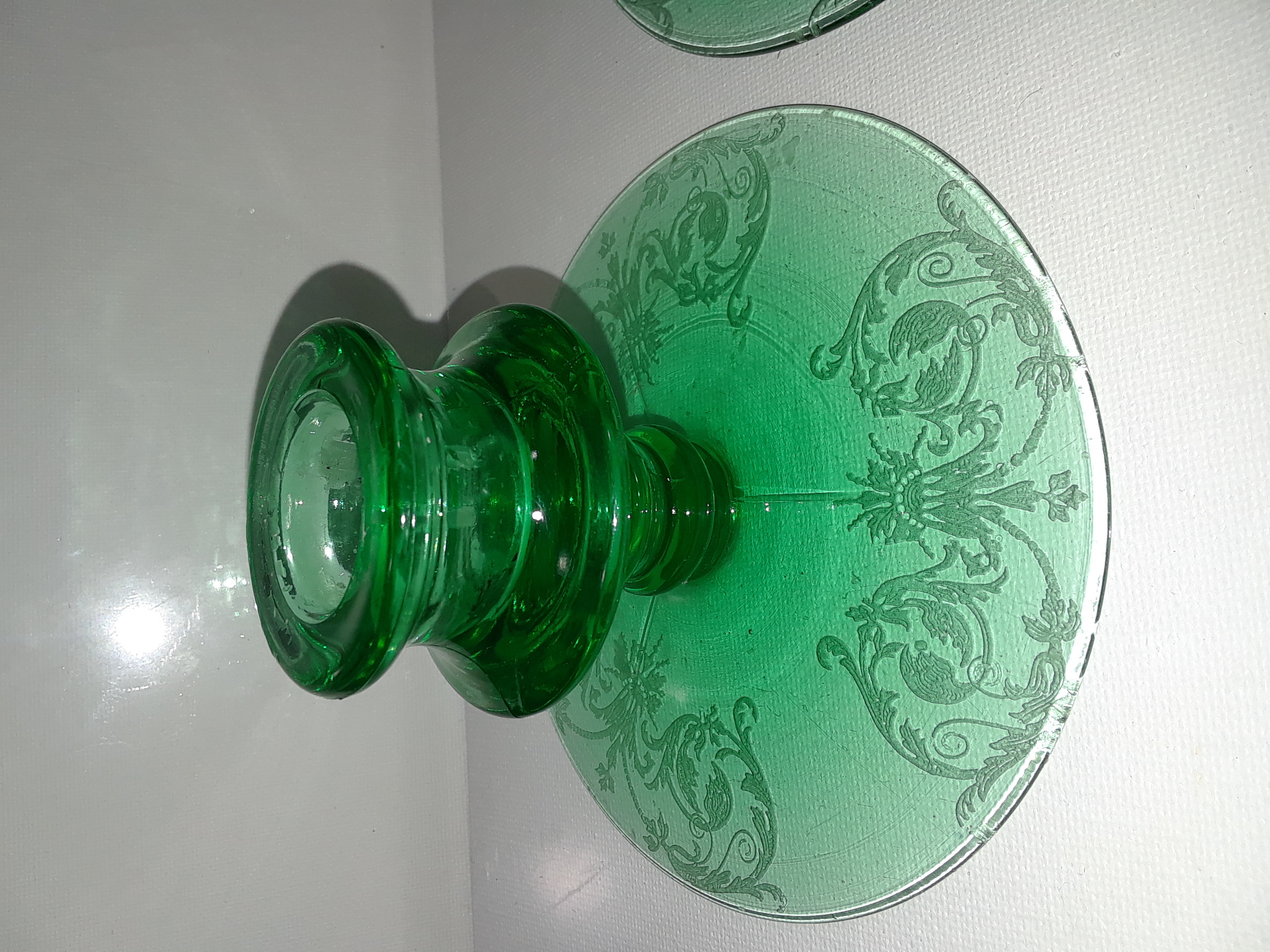 Set Of 2 Green Candlestick Holders Depression Glass For Sale Classifieds 