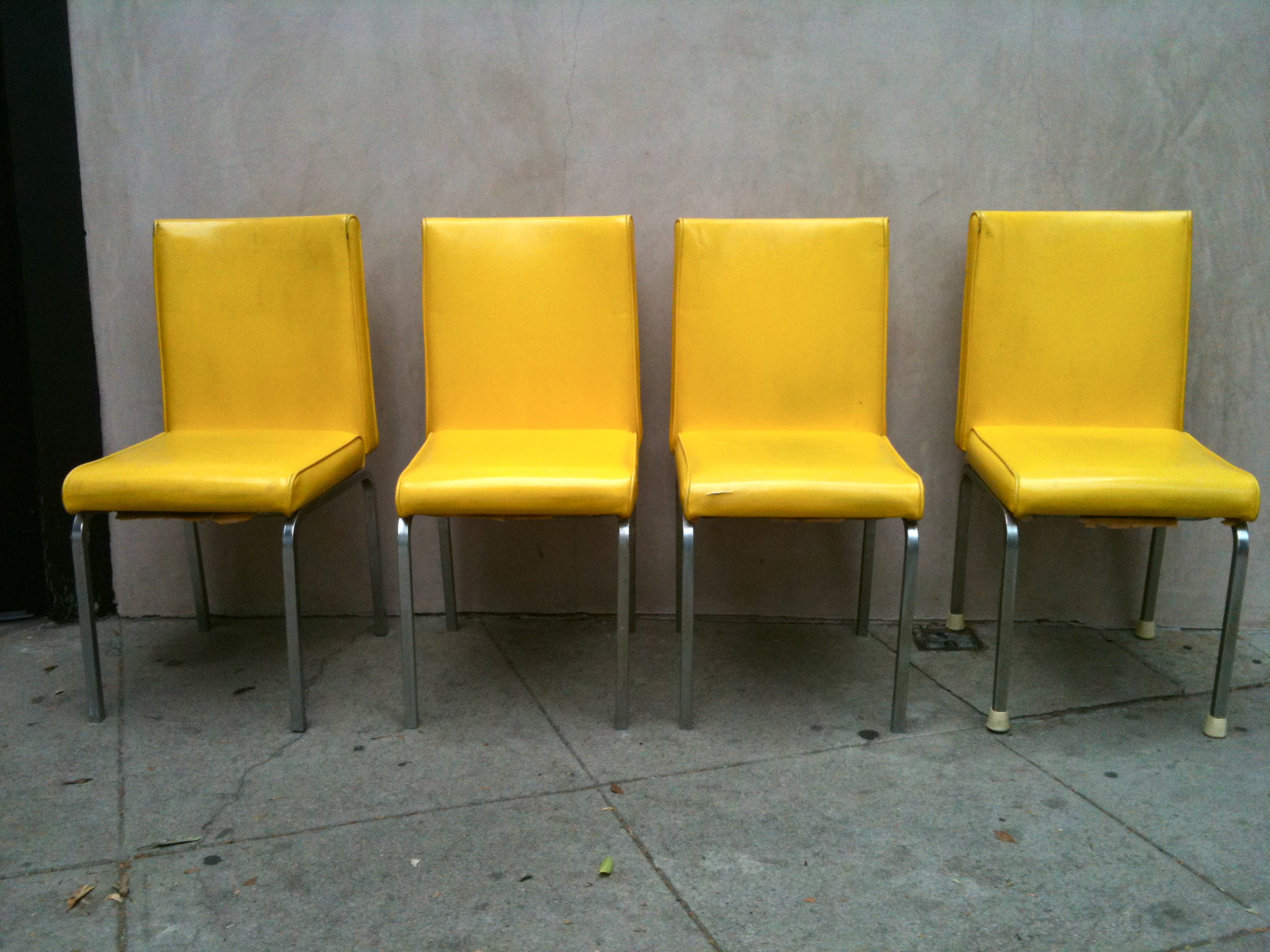 yellow leather dining room chairs