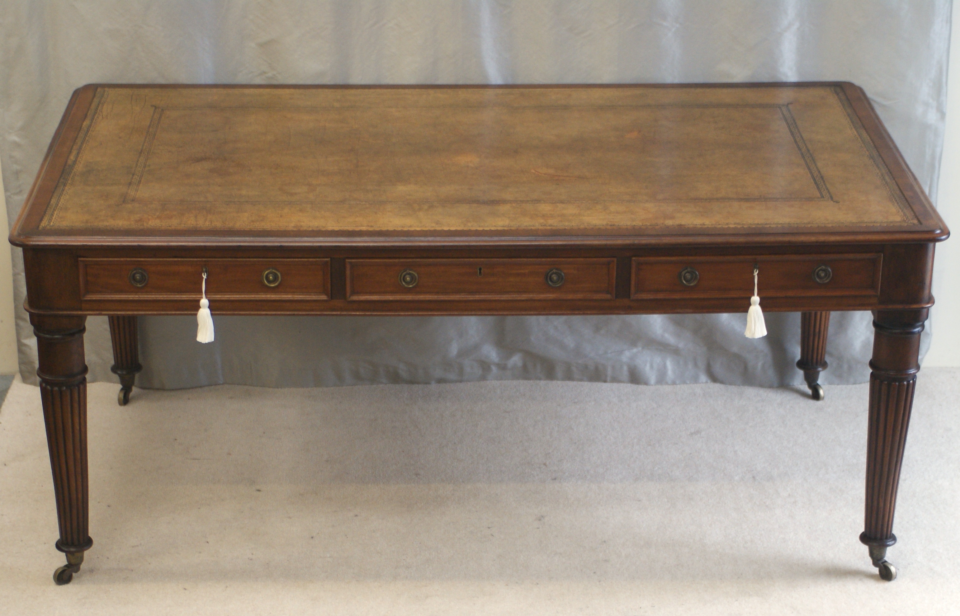 Antique Large Six Drawer Library Table Ref 3032 For Sale