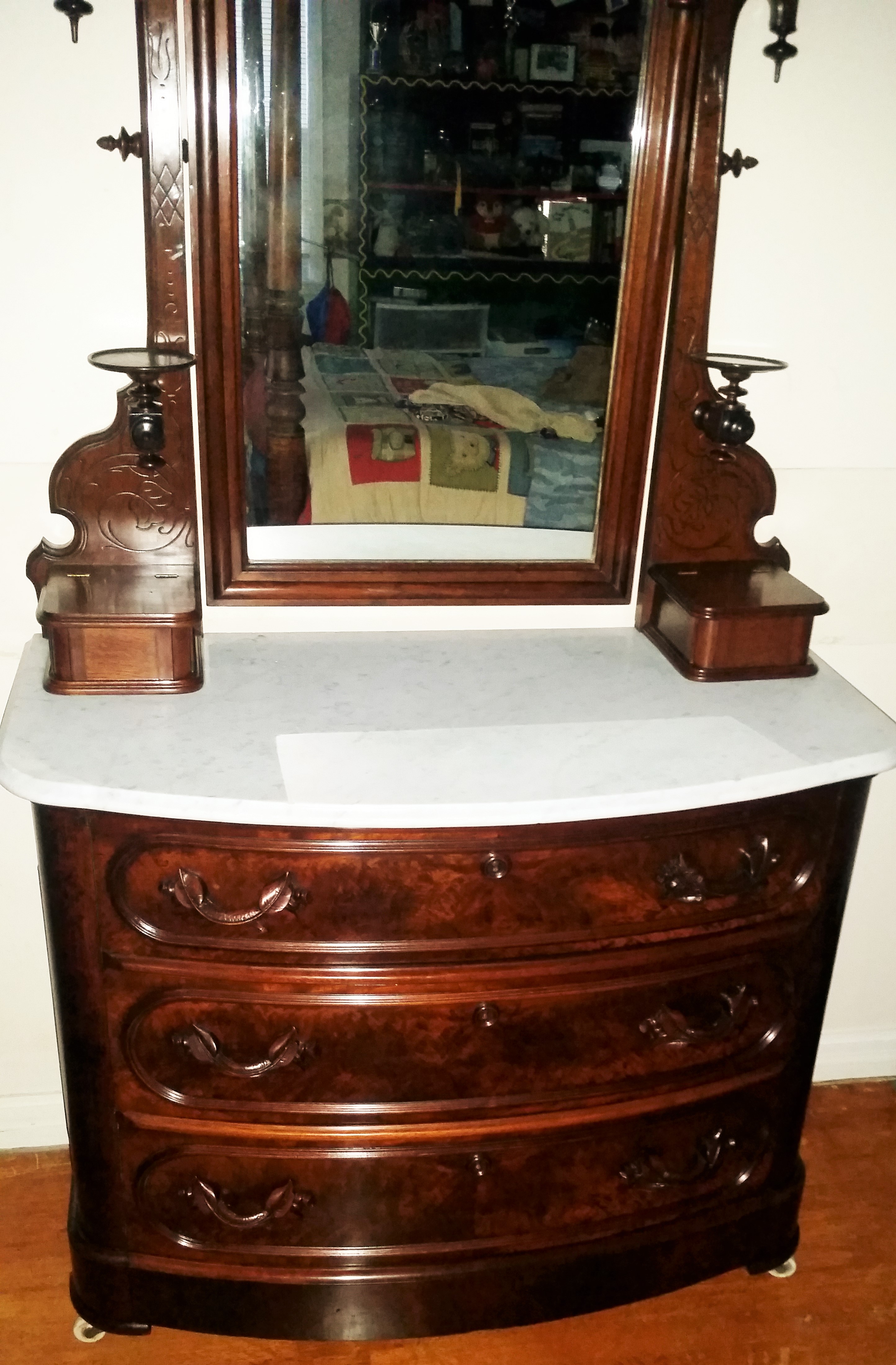 c1870 Rococo Victorian dresser, Mitchell & Rammelsburg, M&R, flame 