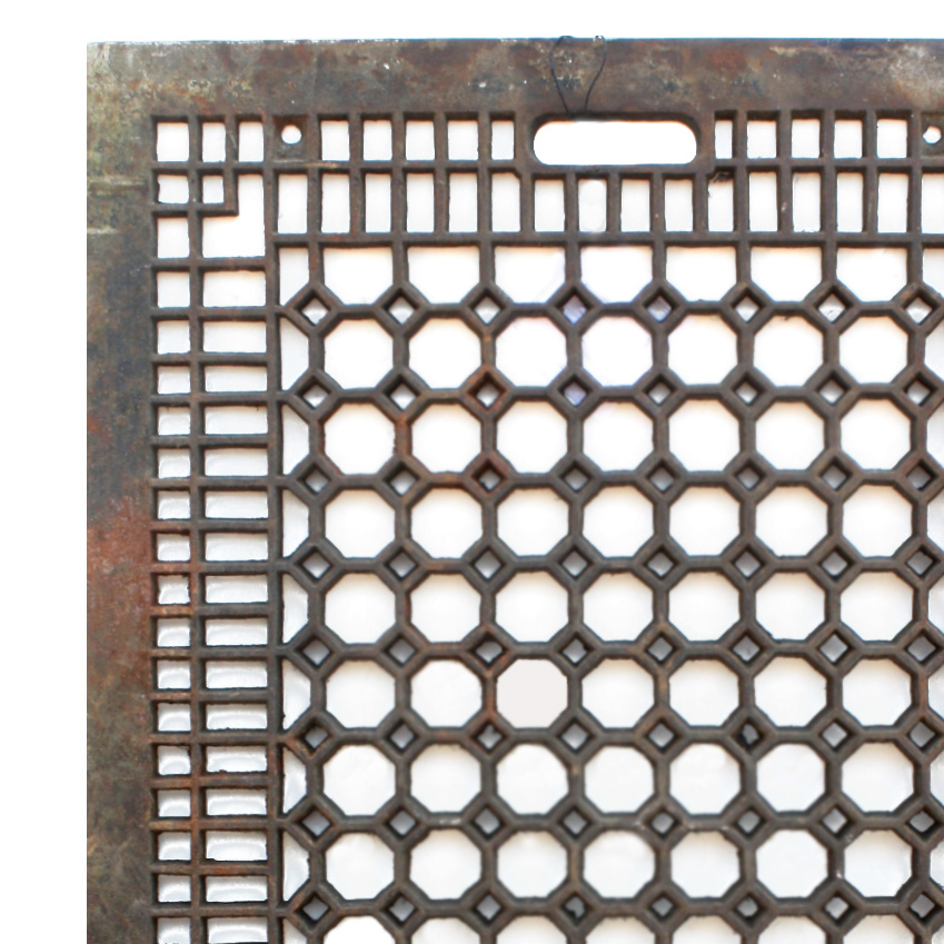 Antique Cast Iron Floor Air Return Grille With Honeycomb