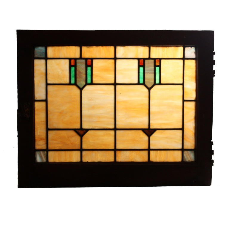 Fantastic Antique American Geometric Stained Glass Window Early 1900s Nsg56 Rw For Sale