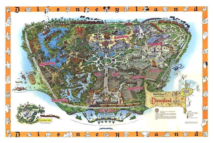 Rare Disney 1958(b) Theme Park Map Poster For Sale | Antiques.com ...