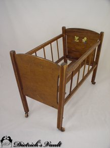 antique doll crib with wheels