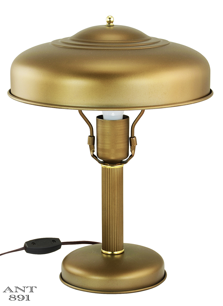 Art Deco Streamline Table Lamp Metal Shade Rewired Antique Desk