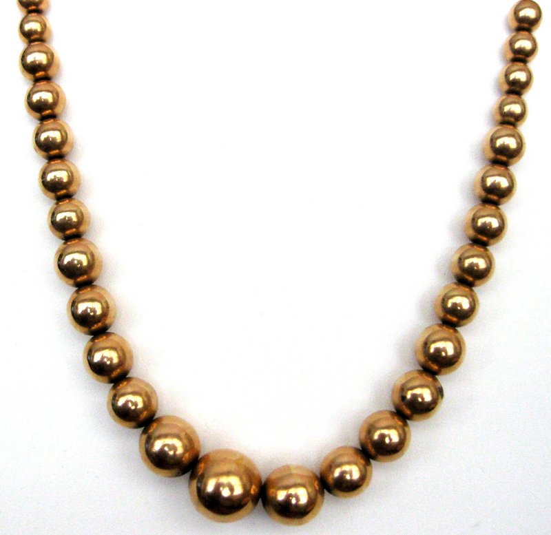 Antique 18K Rose Gold Bead Choker/Necklace For Sale | mediakits.theygsgroup.com | Classifieds