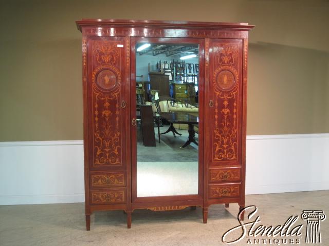 1398 Outstanding Edwardian Inlaid Mahogany Armoire For Sale