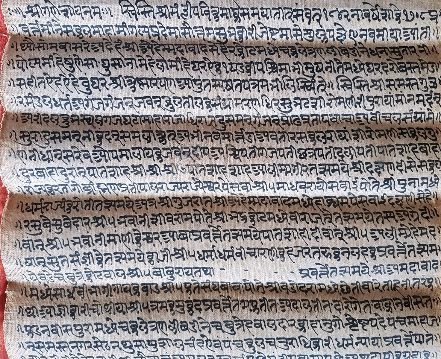 Rare handwritten document Devanagari Lipi cloth paper WILL Samvat 1842 ...