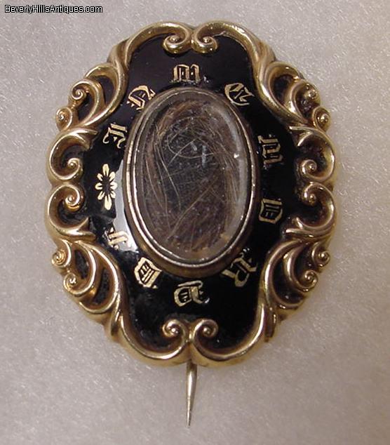 Antique Victorian Black Enamel 14k Gold Mourning Locket For Sale ...