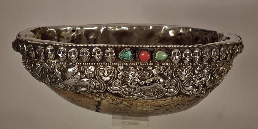 SOLD Antique 19th c Tibetan Silver Mounted Ritual Tantric Skull Cup ...