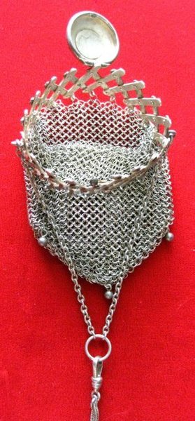 Victorian Sterling Mesh Purse With Chain For Sale | Antiques.com ...