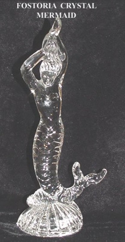 Fostoria Clear Crystal Mermaid Figurine For Sale | Antiques.com ...