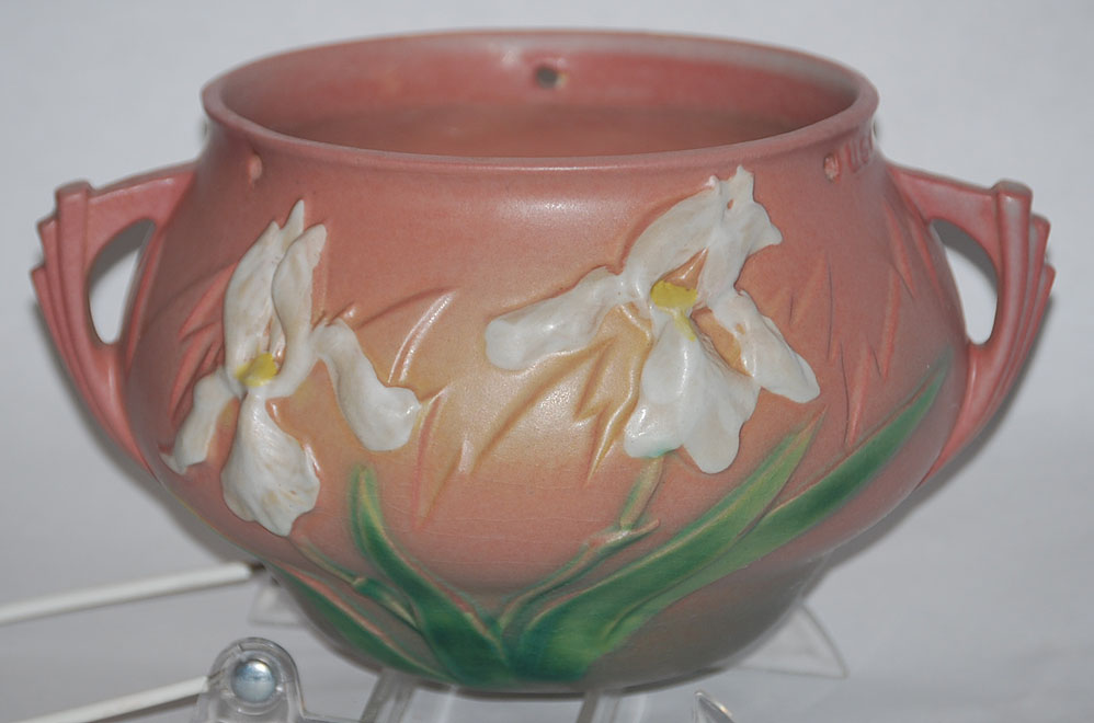 Roseville Pottery Iris Pink Hanging Basket For Sale | Antiques.com ...