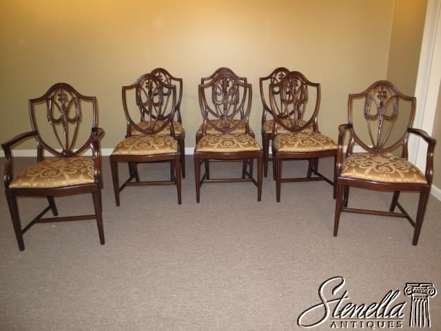 15757: Set of 8 Mahogany Carver Shield Dining Chairs For Sale ...