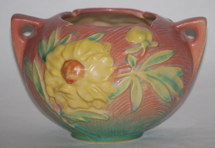 Roseville Pottery Peony Pink Bowl For Sale | Antiques.com | Classifieds