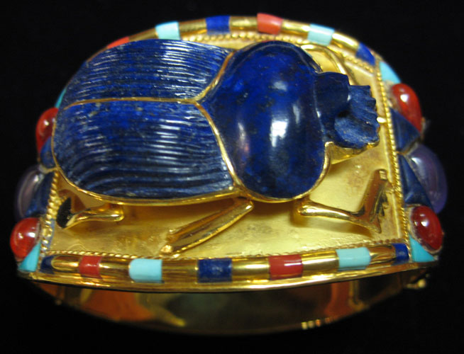 Gold, Lapis, Carnelian, and Turquoise Uraeus Bracelet in the Style of ...