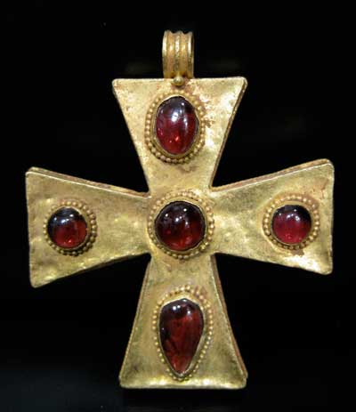 Byzantine Revival Gold Cross Pendant Inlaid with Garnets - OS.236 For ...