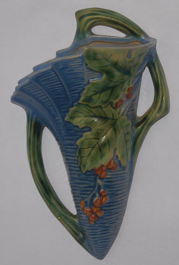 Roseville Pottery Bushberry Blue Wall Pocket For Sale | Antiques.com ...